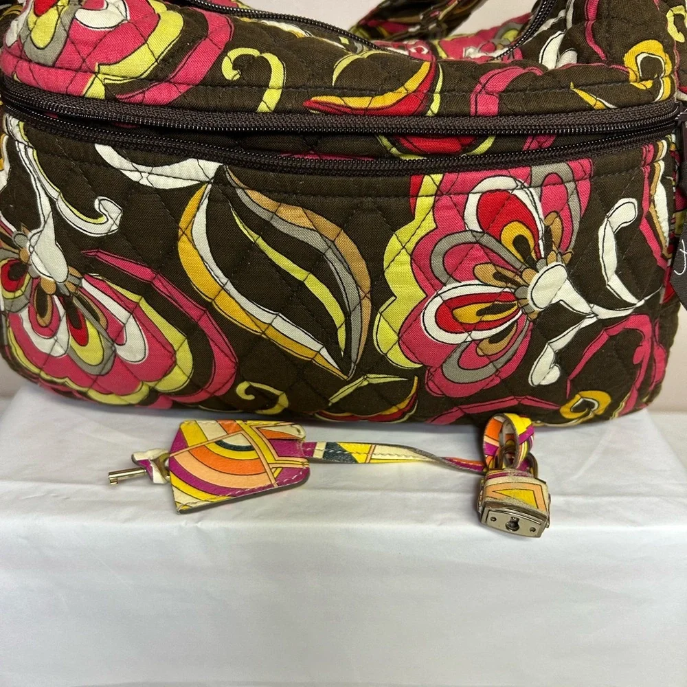 Vera Bradley Hobo Bag Floral Design with vintage lock and key pushet- Vintage